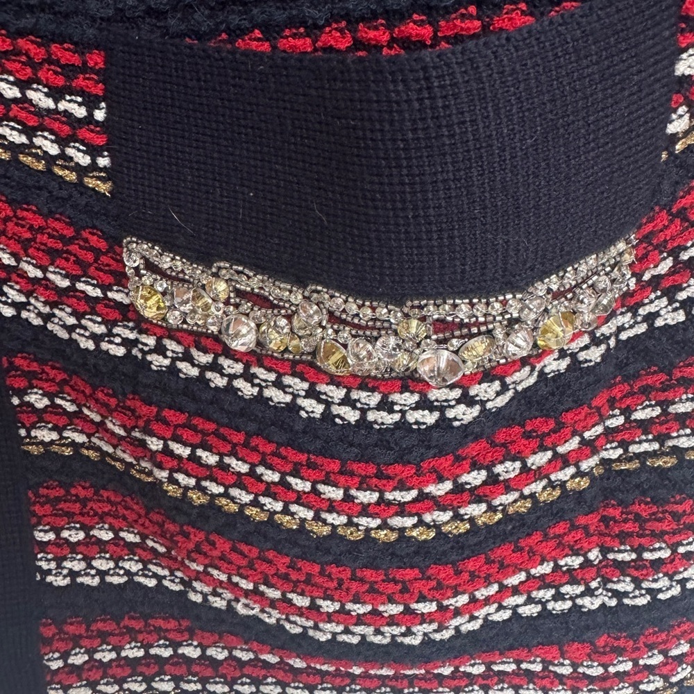 Gucci Color-blocked diamond striped wool V-neck long-sleeve - Large - Picture 8 of 9